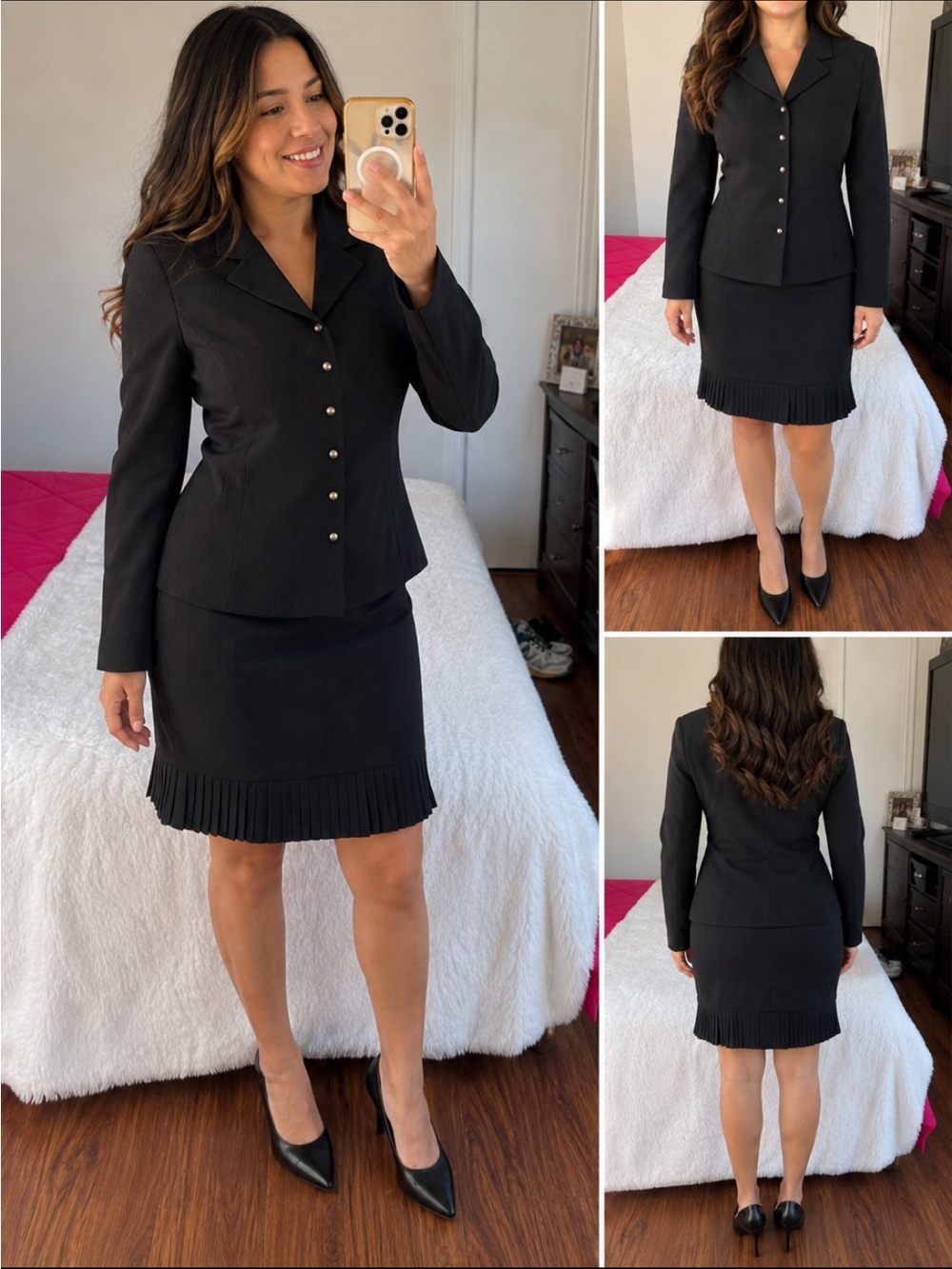 Evan Picone Black Pinstripe Women's Blazer and Skirt Set